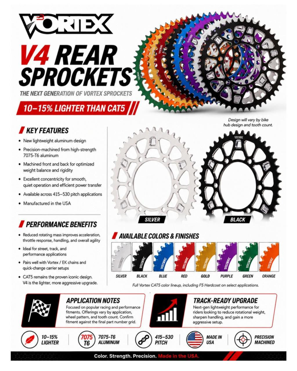 Vortex V4 Lightweight Rear Sprocket - 525 Pitch